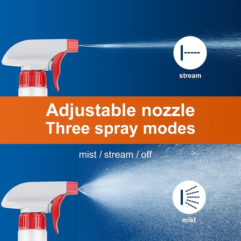 Veco Spray Bottle (5 Pack 32 Oz) with Measurements and Adjustable Nozzle(Mist & Stream Mode)  HDPE Plastic Spray Bottles for Cleaning Solution  Household/Commercial/Industrial Use  No Leak and Clog - Image 2